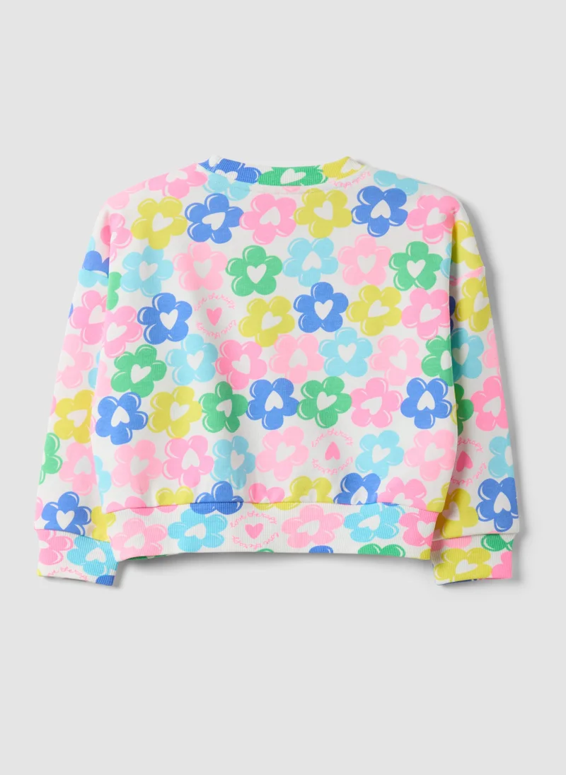 Ovs OVS Multicolour Cotton-Blend Crew-Neck Sweatshirt With Floral Print