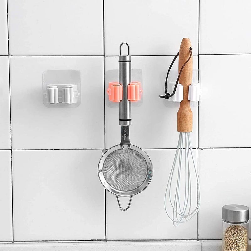 WRYER Plastic Multipurpose Wall Mounted Organizer Storage Hooks Mop and Broom Holder with 6 Hooks - Image 2