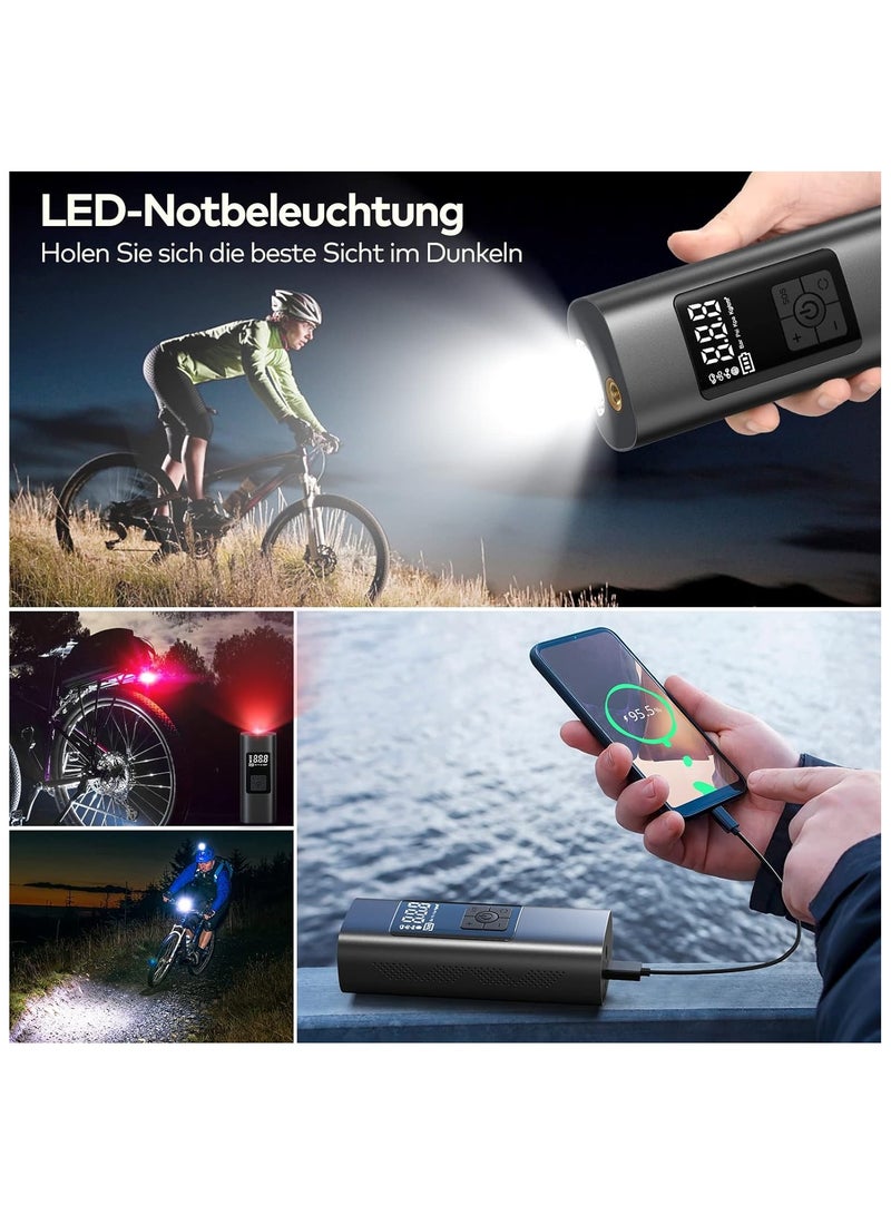 Generic Wistrue Electric Air Pump with 6000 mAh Battery, 150 PSI Car Wireless Air Compressor with Digital LCD Display, USB Mini Compressor with LED Light for Bicycle, Motorcycle, Car, Balls and Swimming Rings - Image 3
