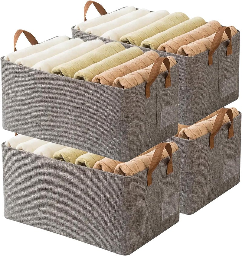 Clothing Storage Dressing Box for Wardrobe Shelves, Foldable Fabric Closet Organizer with Internal Metal Frame Support, Large Capacity Storage for Towels Linens and Apparel, 46x28x18 cm - Image 1