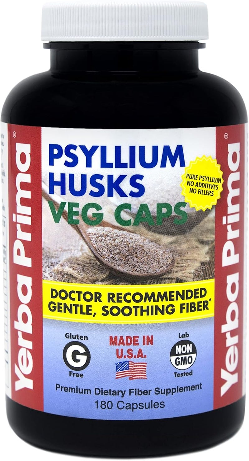 Yerba Prima Psyllium Husks, 180 Veg Capsules - Image 1