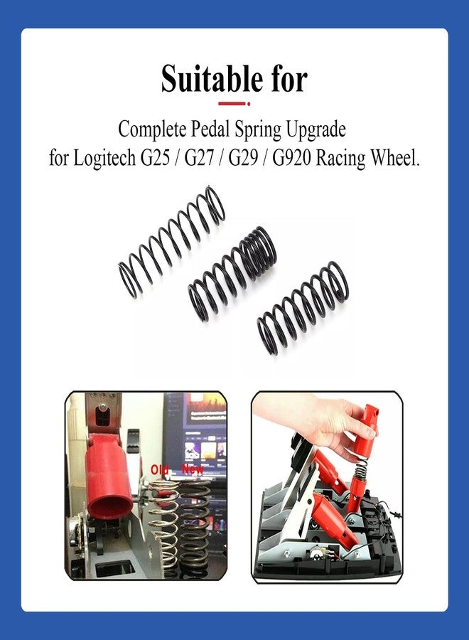 WFCYX 1 x Brake Spring,1 x Throttle Spring,1 x Clutch Spring, 3Pcs Complete Pedal Return Spring Upgrade Kit Compatible with Logitech G25 G27 G29 G920 Racing Wheel - Image 3