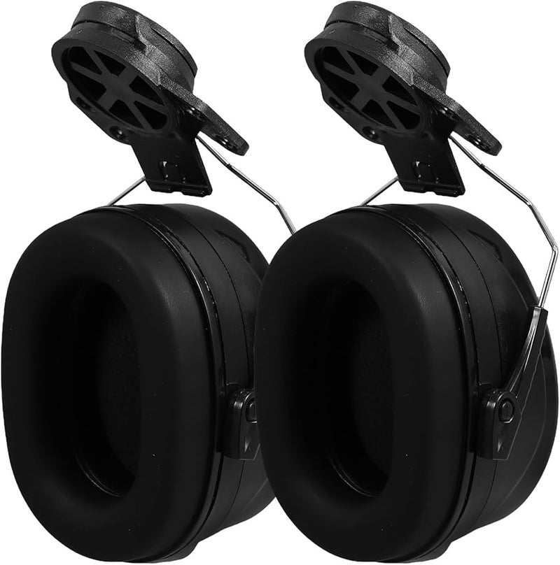 Industrial Safety Helmet Ear Muffs Noise Reduction Hearing Protection Headphones Black - Image 1