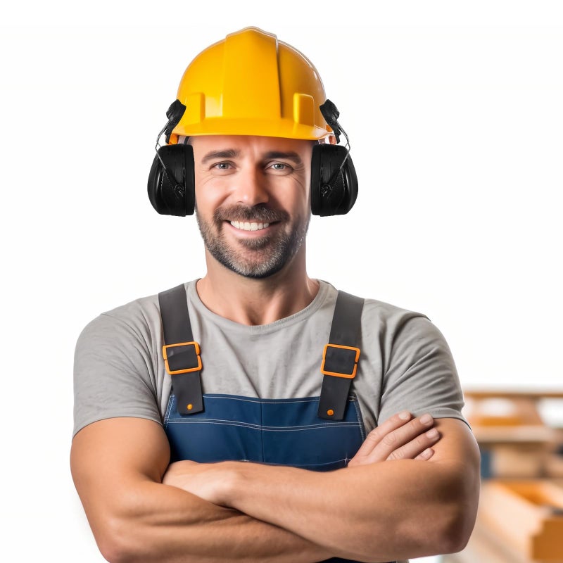 Industrial Safety Helmet Ear Muffs Noise Reduction Hearing Protection Headphones Black - Image 5