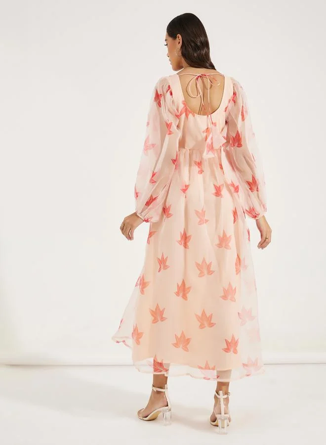 Styli Floral Organza Dress
