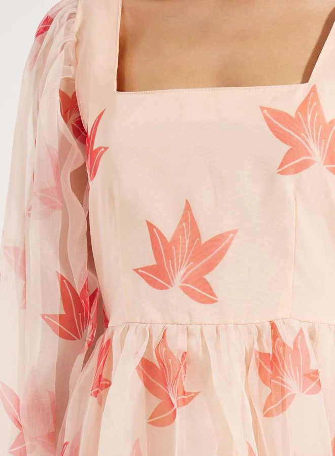 Styli Floral Organza Dress