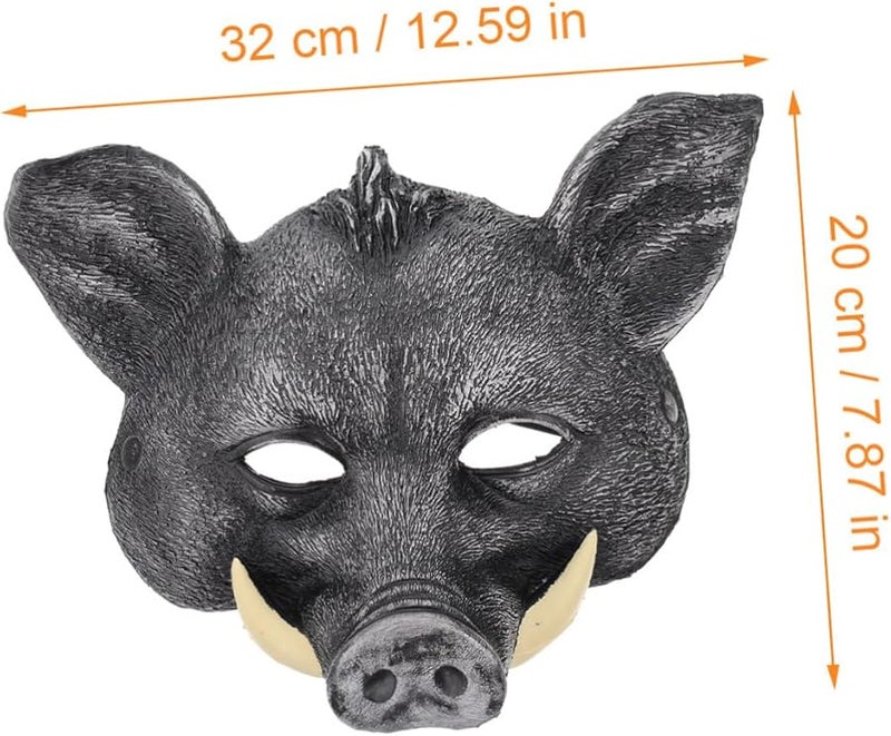 قناع الخنزير البري الأسود الواقعي لزي الهالوين والكرنفال والتنكر - Image 3