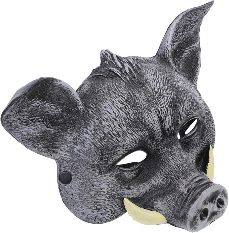 قناع الخنزير البري الأسود الواقعي لزي الهالوين والكرنفال والتنكر - Image 1