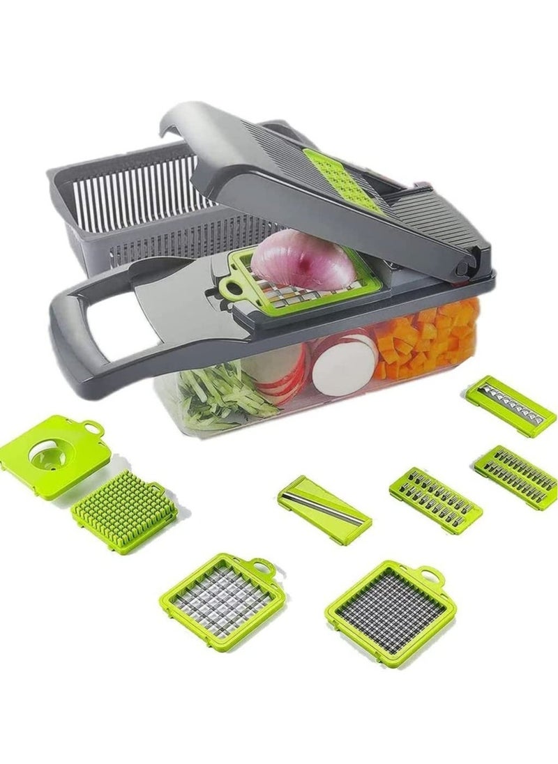 Raxoom Mandoline Slicer with Colander Basket and Container Vegetable Chopper with 7 Interchangeable Blades l Durable Cutter Chopper Slicer and Grater - Image 1