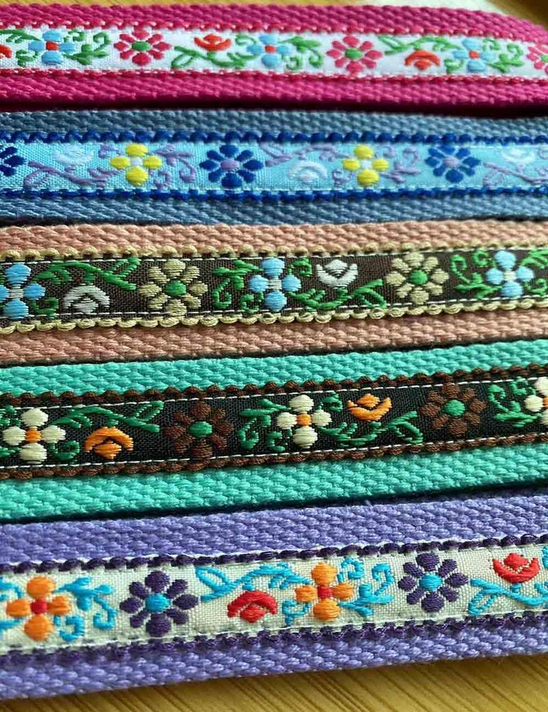 BattleTim Key Fob Keychain Wristlet Floral Embroidered Car Key Chain Holder Handmade Fabric Key Fobs Wristband for Women (Dusty Blue) - Image 4