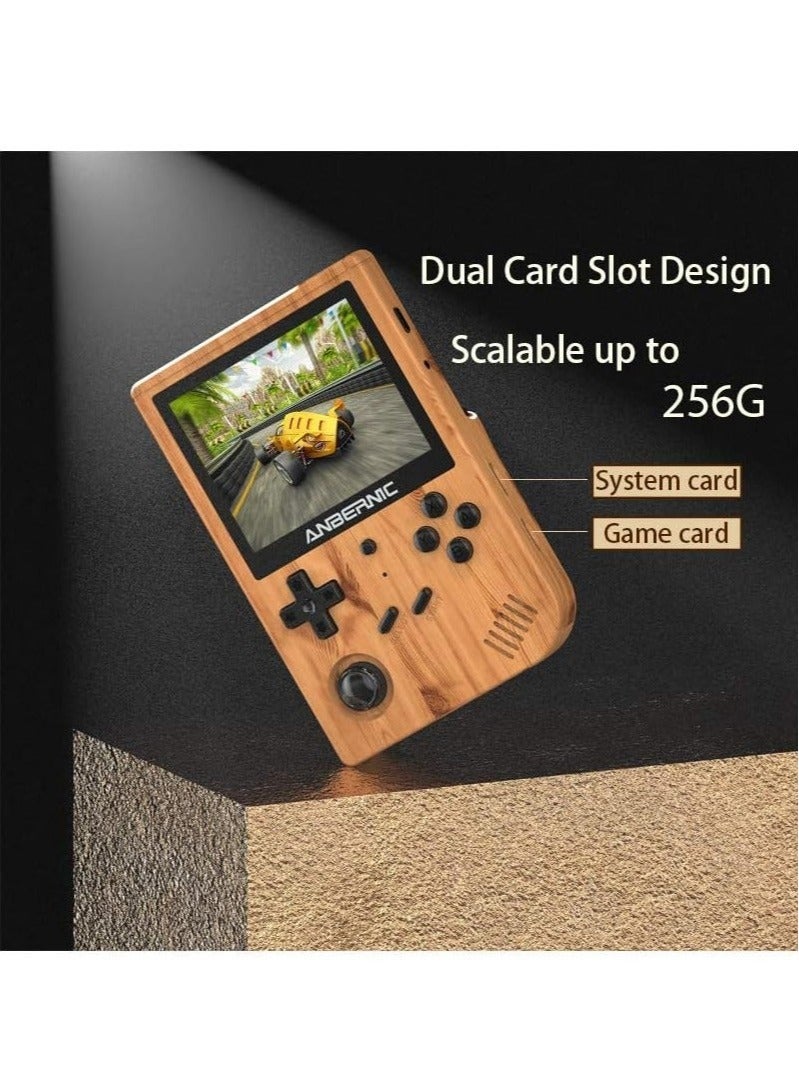 ANBERNIC  RG351V Handheld Game Console, Plug & Play Video Games Supports Double TF Extend 256GB, Portable Game Console 3.5 Inch IPS Screen 2521 Games (Woodgrain)  - Image 4