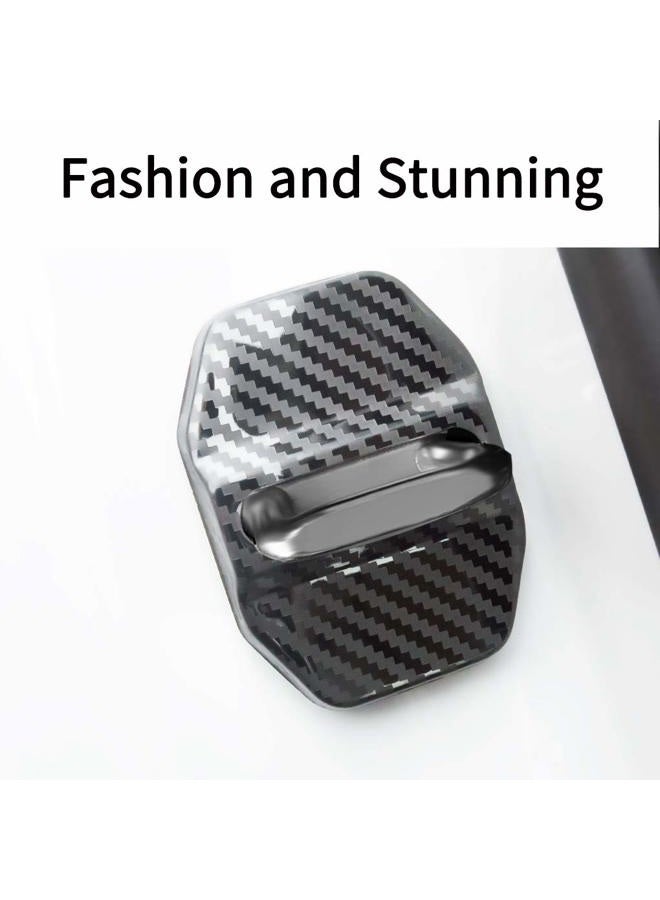 JINZHAO Car Door Lock Latches Cover Protector Replacement for BMW F30 F31 F34 F35 F36 F10 F11 M3 M5 X1 X2 X3 X4 X5 X6Car Accessories, 3M Adhesive Backing（ Pack of 4） (Stainless steel carbon fiber pattern) - Image 3