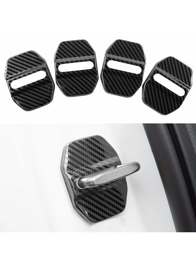 JINZHAO Car Door Lock Latches Cover Protector Replacement for BMW F30 F31 F34 F35 F36 F10 F11 M3 M5 X1 X2 X3 X4 X5 X6Car Accessories, 3M Adhesive Backing（ Pack of 4） (Stainless steel carbon fiber pattern) - Image 1