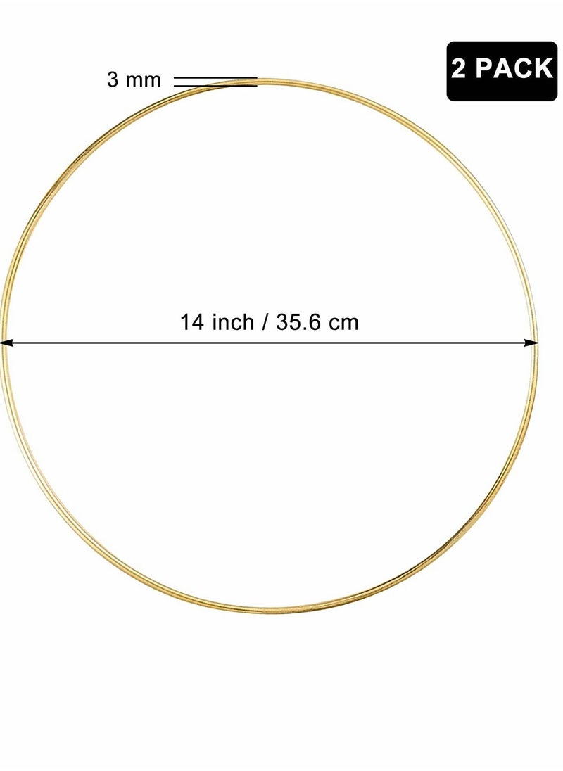 SYOSI Large Metal Floral Hoop, Wreath Macrame Gold Hoop Rings, for Making Wedding Wreath Decor, DIY Dream Catcher Wall Hanging Crafts, 2 Pack 14 Inch  - Image 2