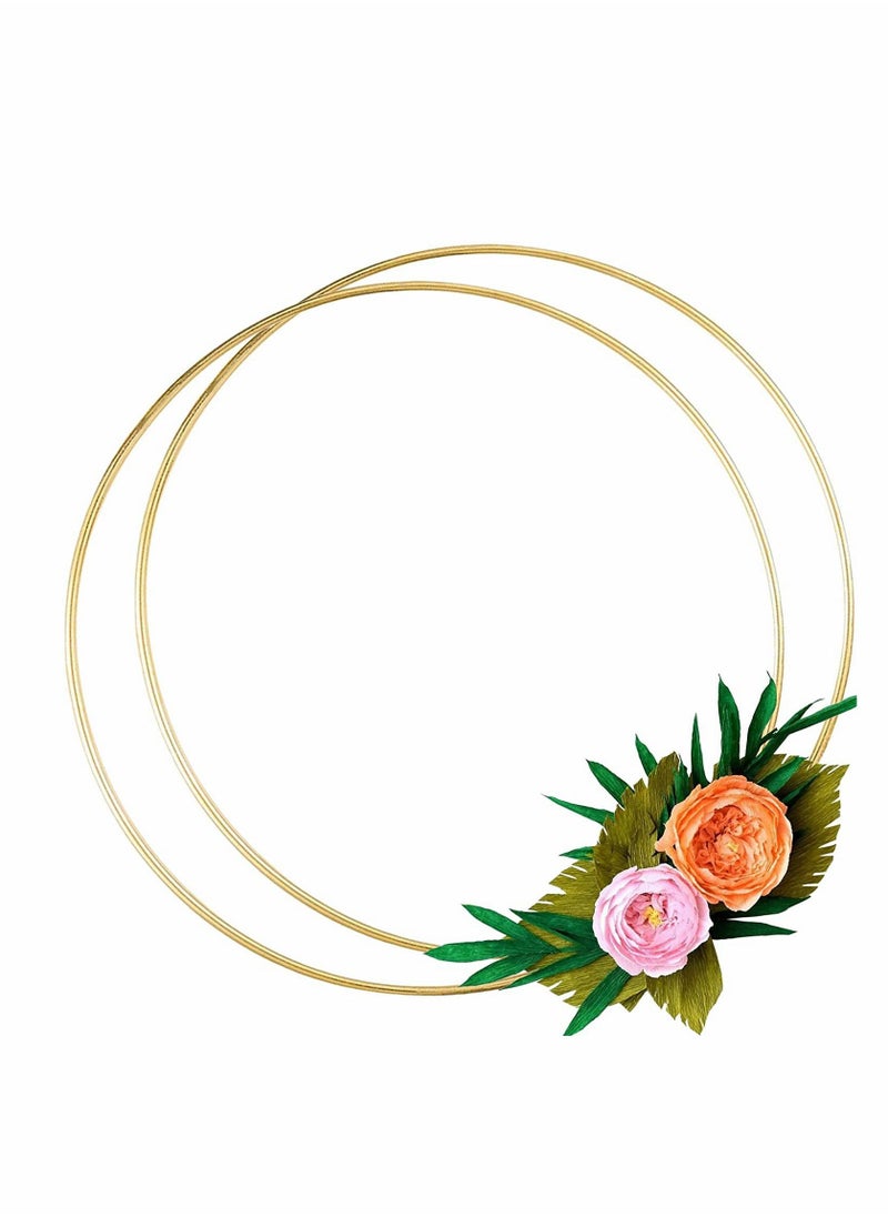 SYOSI Large Metal Floral Hoop, Wreath Macrame Gold Hoop Rings, for Making Wedding Wreath Decor, DIY Dream Catcher Wall Hanging Crafts, 2 Pack 14 Inch  - Image 1