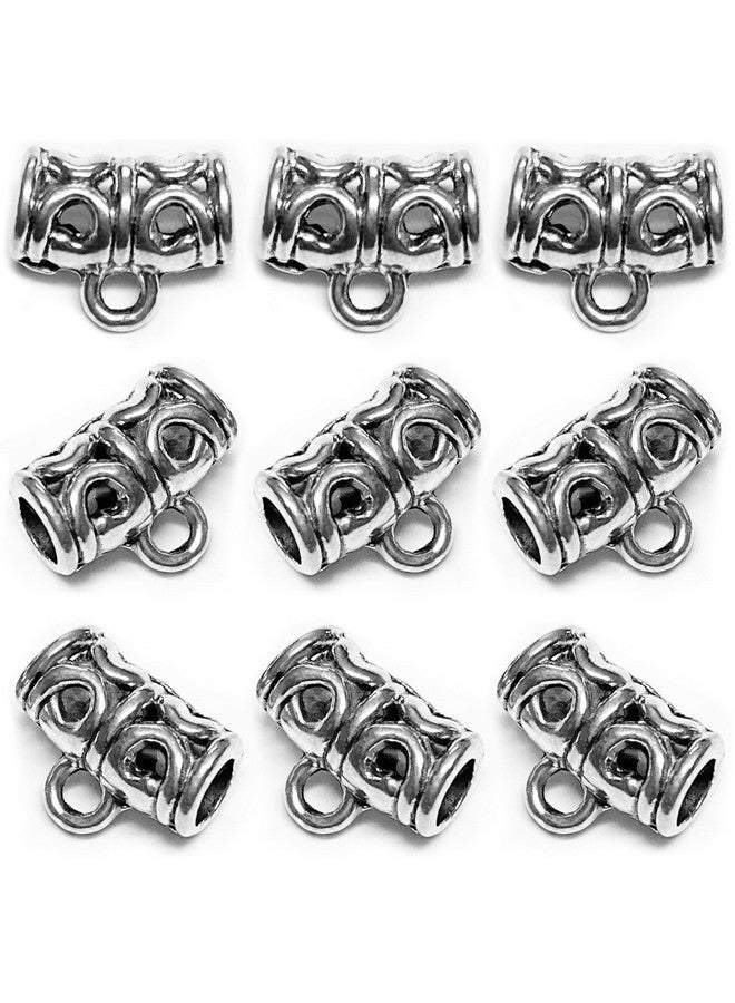 Heather's CF Silver Bail Tube Beads Charm Holder, 85Pcs Jewelry Making Supplies - Image 1
