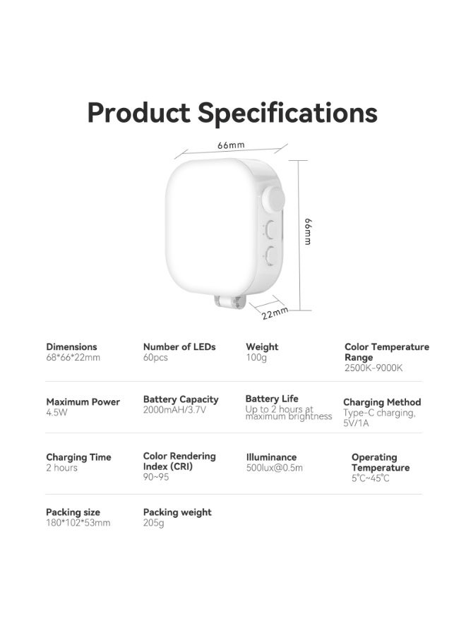 مصباح سيلفي مغناطيسي محمول للهاتف المحمول بسعة 2000 مللي أمبير - مصباح LED متعدد الأوضاع قابل للتعديل مع عمر بطارية طويل مناسب للتصوير الفوتوغرافي وتسجيل الفيديو - Image 5