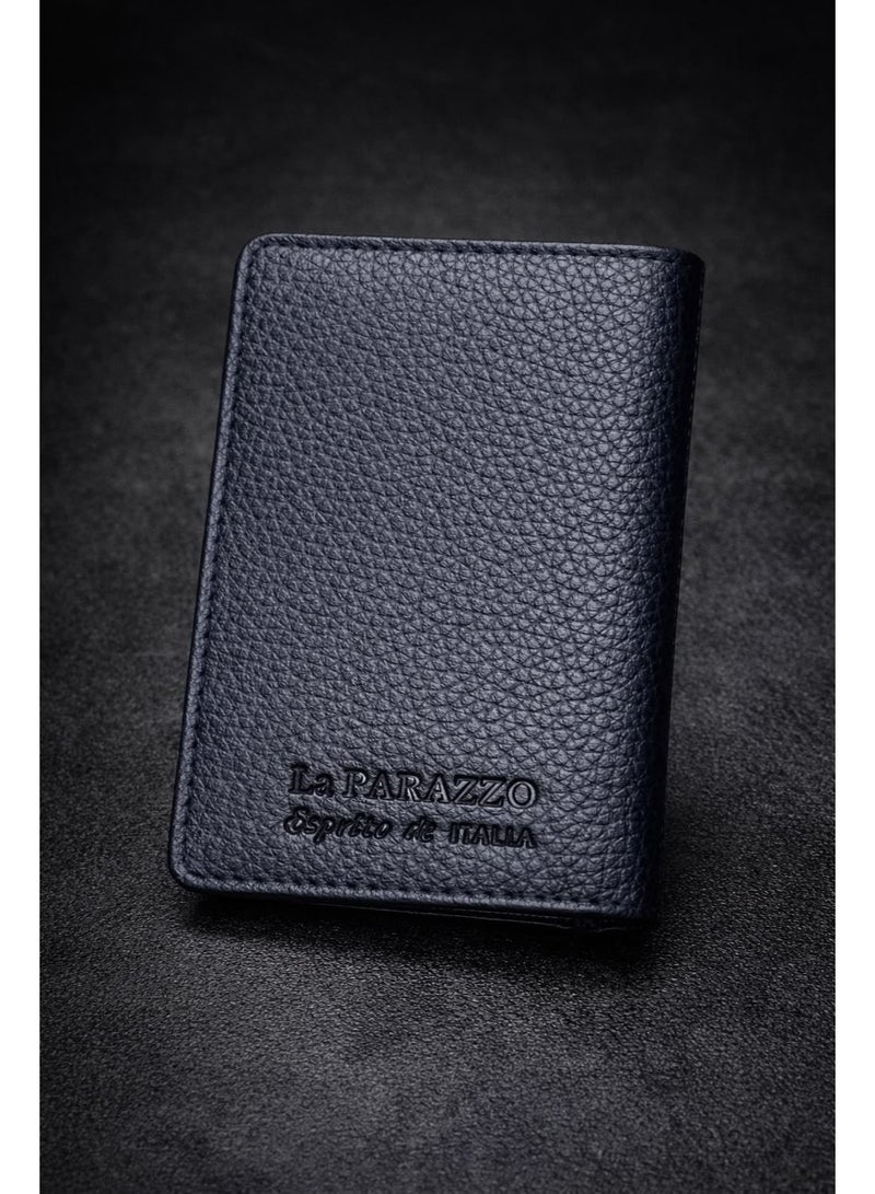 La Parazzo Men's Genuine Leather Bifold Card Holder Wallet – Slim Pebbled-Grain Design with Multiple Card Slots, Gift Box & Dust Bag Included - Image 4
