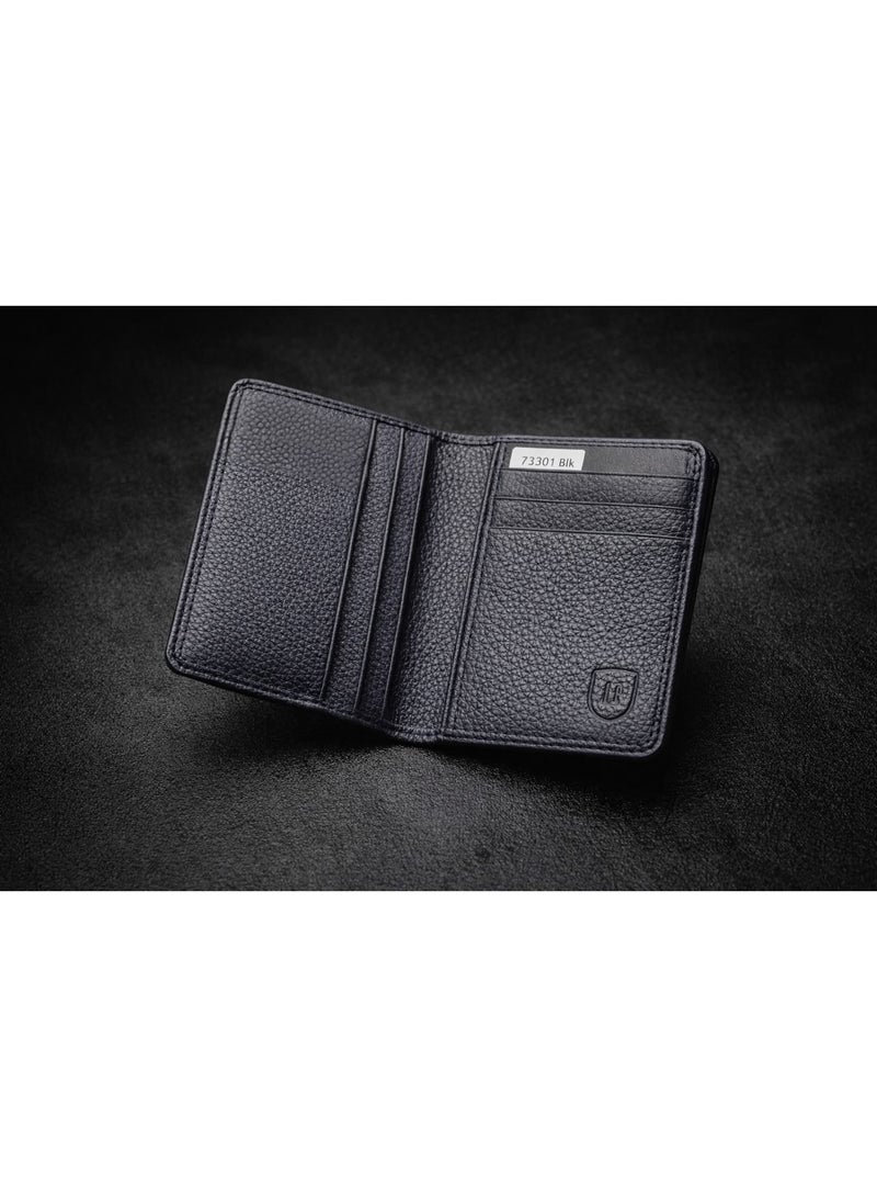 La Parazzo Men's Genuine Leather Bifold Card Holder Wallet – Slim Pebbled-Grain Design with Multiple Card Slots, Gift Box & Dust Bag Included - Image 3