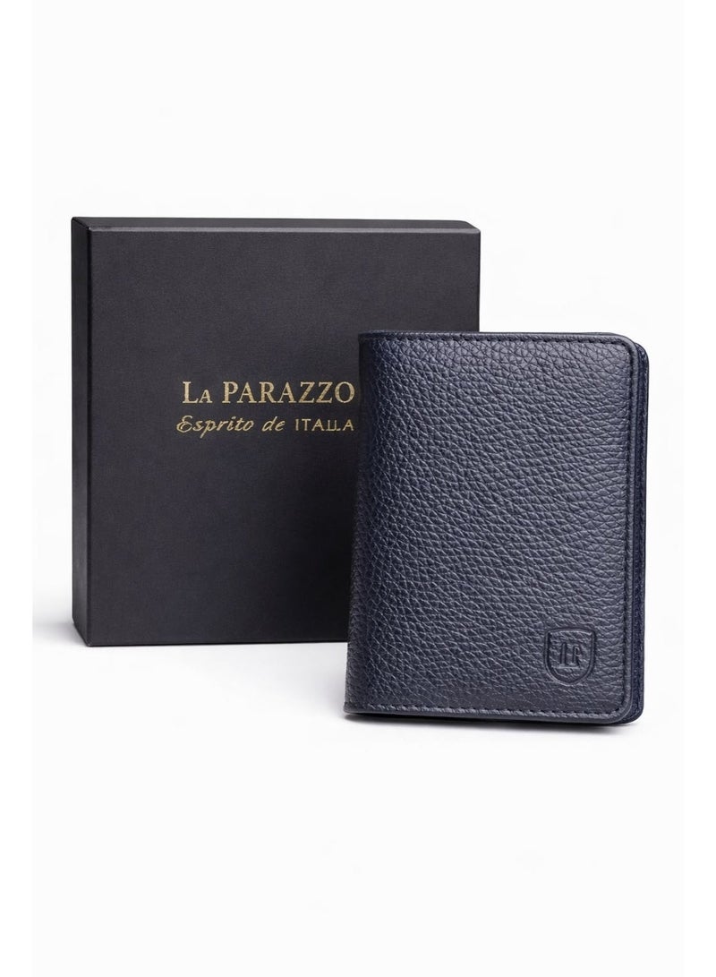 La Parazzo Men's Genuine Leather Bifold Card Holder Wallet – Slim Pebbled-Grain Design with Multiple Card Slots, Gift Box & Dust Bag Included - Image 2