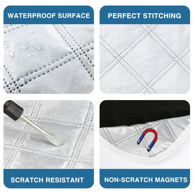 ExcelFu RV Windshield Cover Compatible with Class C Ford E450 1997-2025 Motorhome,Windshield Cover for Ice and Snow RV Front Window Sunshade Cover UV Block 4 Layers with Mirror Cutouts,Silver - Image 4