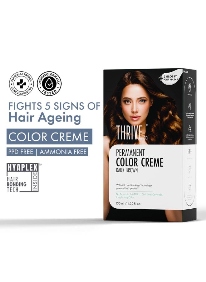 ThriveCo Permanent Dark Brown Hair Color Creme Combo for Men & Women | Ammonia-Free, 100% Grey Coverage | Damage-Free, Long-Lasting Color with Hyaplex™ Bond Technology | 130ml + 70ml - Image 3
