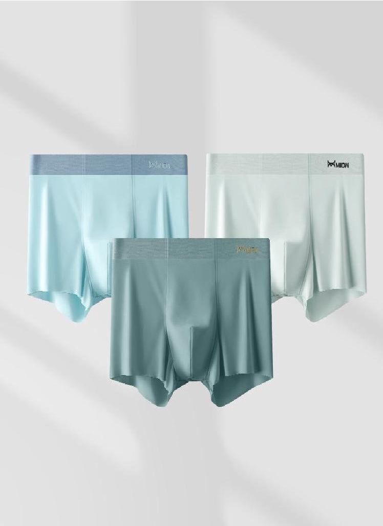MIIOW - 3Pcs Ice Silk Man Underwear Boxer Metal Fiber Antistatic Men Underpants Seamless Cut Hem Men's Panties Boxers Shorts Trunk - Image 1