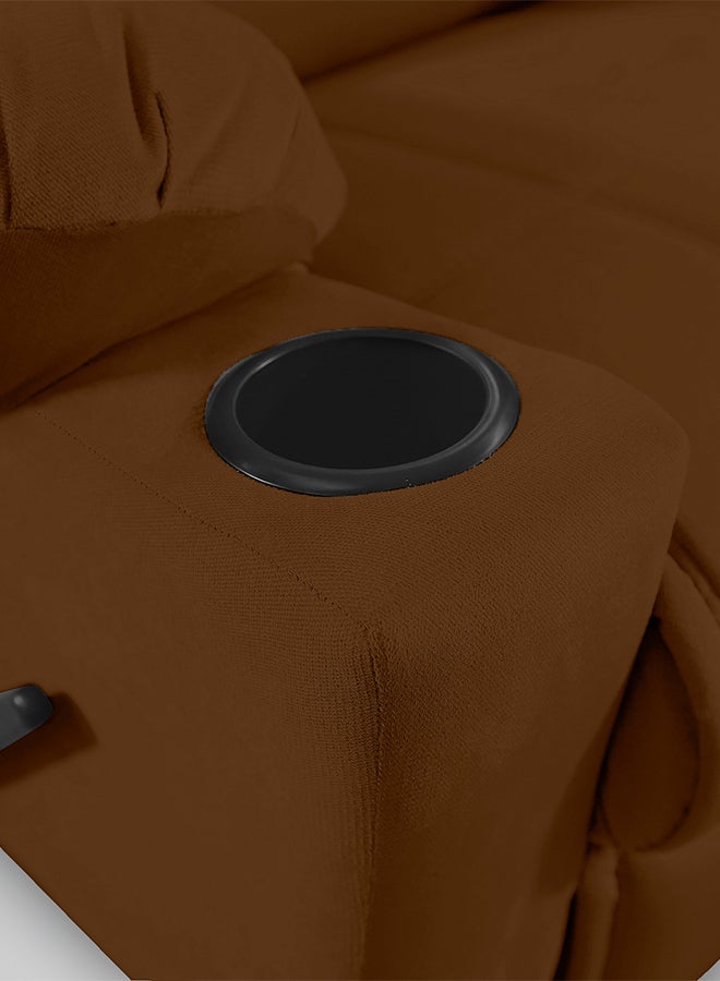 In-House Lazy Troy Velvet Recliner Chair with Cups Holder - Brown - Image 3