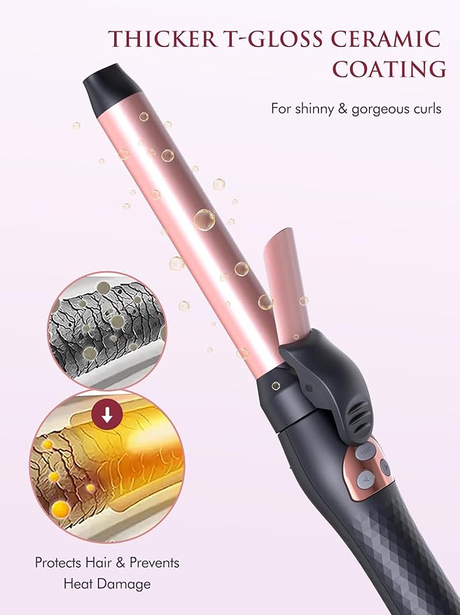 LANDOT LANDOT Automatic Rotating Curling Iron 25mm1inch Auto Hair Curler Long Barrel for All Hair Types Easytouse Ceramic Curling Wand Salon Quality Curls and Waves Adjustable Temp Dual Voltage