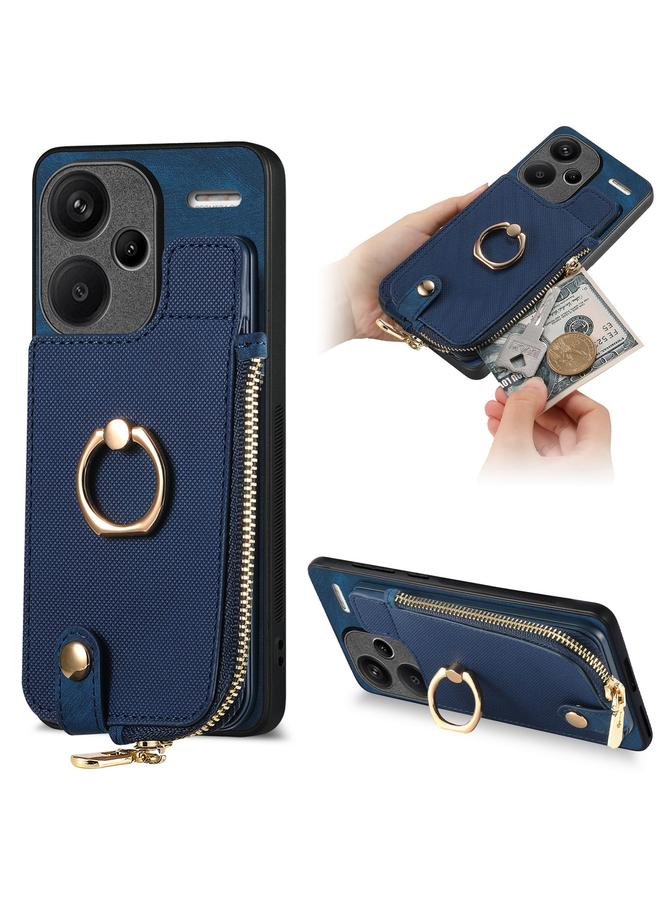 Xiaomi Redmi Note 13 Pro+ Cross Leather Ring Vertical Zipper Wallet Back Phone Case