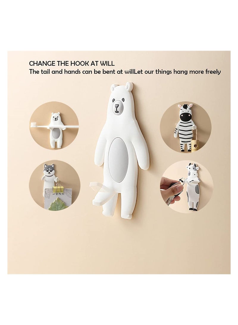 Adorable 4Pcs Animal Wall Hooks - Reusable Waterproof Adhesive Coat Hooks for Kids, Perfect for Hanging Towels, Keys, Hats in Bedroom, Bathroom & Kitchen (Bear, Cow, Zebra, Dog) - Image 3