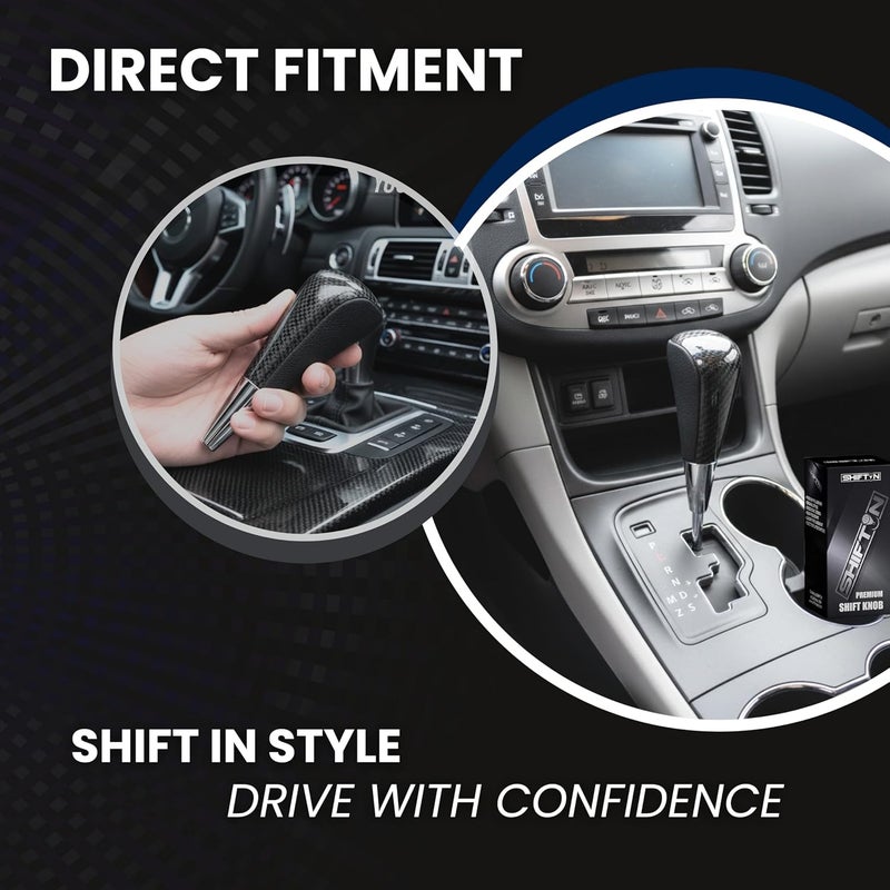 SHIFTIN Large Gear Shift Knob Shifter fits Toyota 4Runner Sequoia Land Cruiser Highlander Tundra Prius-C & Lexus LX-470 LX570 LS-400 LS430 RX330 RX-350 RX400h (Black Leather/Carbon Pattern) - Image 5