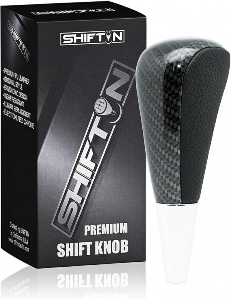 SHIFTIN Large Gear Shift Knob Shifter fits Toyota 4Runner Sequoia Land Cruiser Highlander Tundra Prius-C & Lexus LX-470 LX570 LS-400 LS430 RX330 RX-350 RX400h (Black Leather/Carbon Pattern) - Image 1
