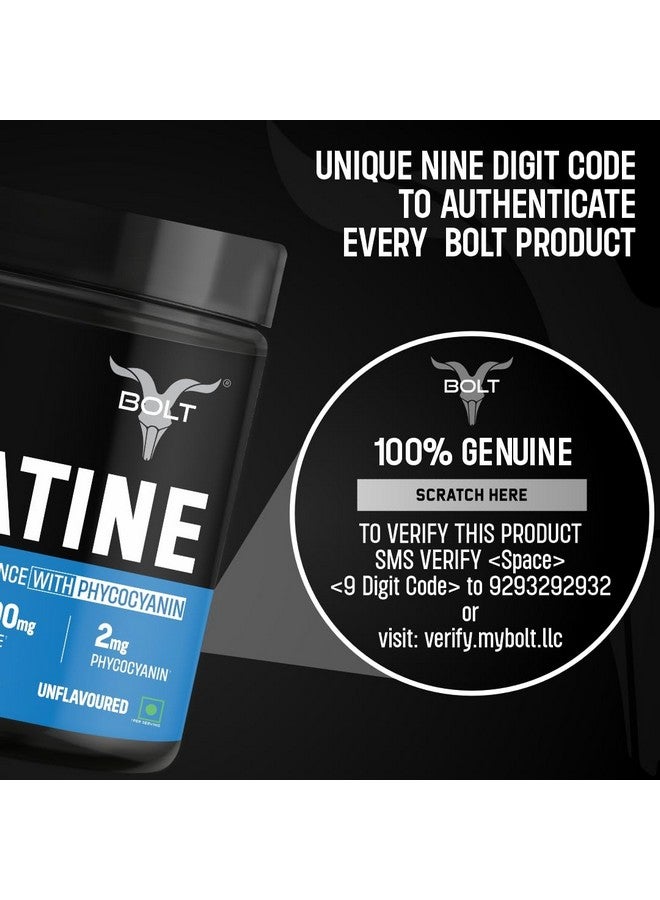 BOLT مسحوق كرياتين مونوهايدرات ميكرونيزيد بولت 3000 | مع فيكوسيانين | يعزز الأداء الرياضي | يوفر دعم الطاقة للتمارين الثقيلة | مص formulated في الولايات المتحدة | 100 جرام (0.22 رطل)، 33 حصة | بدون نكهة - Image 5