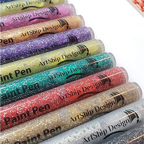 ArtShip Design 24 Glitter Paint Pens, Double Pack of Both Extra Fine and Medium Tip Paint Markers, for Rock Painting, Mug, Ceramic, Glass, and Fabric Painting, Water Based Non-Toxic and No Odor - Image 5