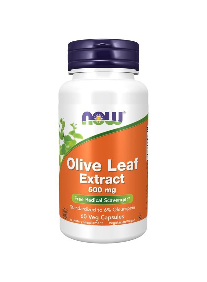 now Supplements, Olive Leaf Extract 500 mg, Free Radical Scavenger*, 60 Veg Capsules - Image 1
