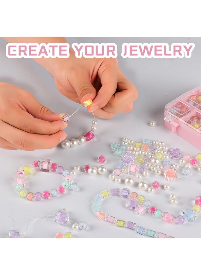 Jewelry Making Kit Gifts for Kids,Pink Handbag Bead Box for Bracelet Making Kit for Girls,6-Year-Old Girl Birthday Gift,Jewelry Crafts for Kids Ages 3+ - Image 3