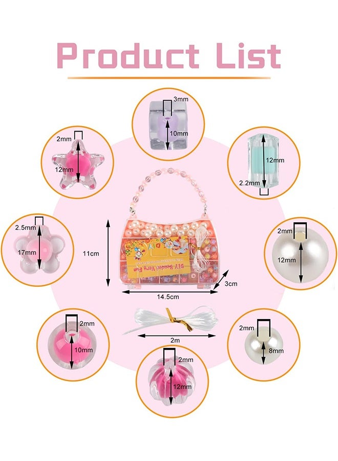 Jewelry Making Kit Gifts for Kids,Pink Handbag Bead Box for Bracelet Making Kit for Girls,6-Year-Old Girl Birthday Gift,Jewelry Crafts for Kids Ages 3+ - Image 2