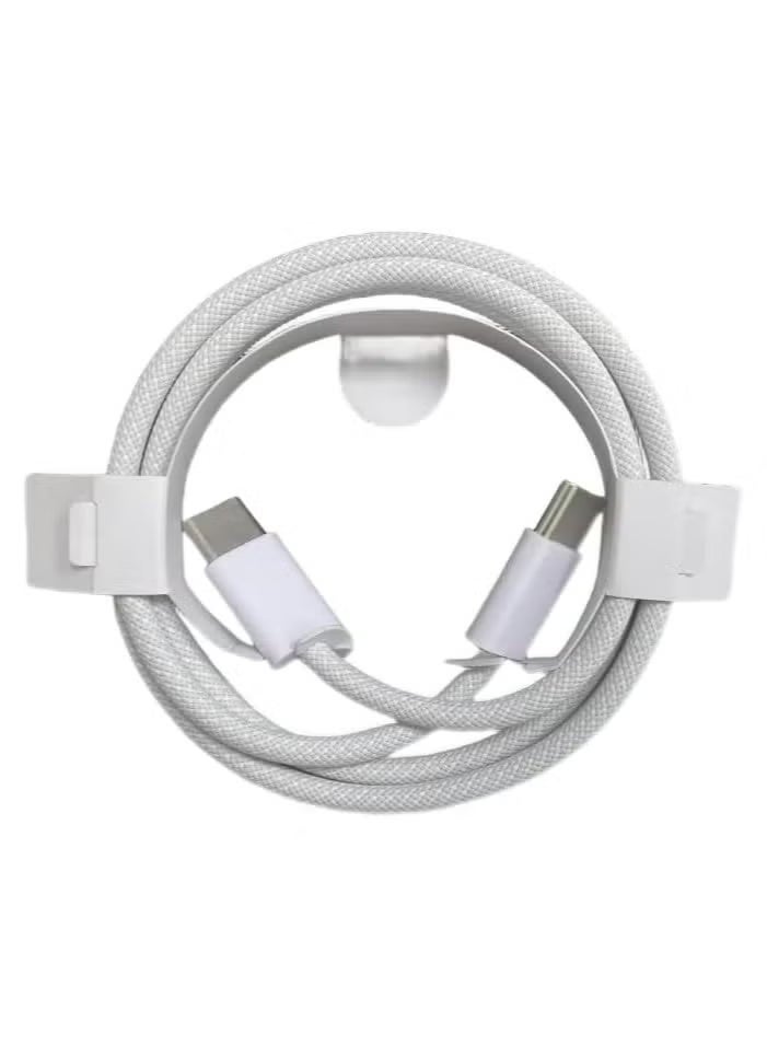 USB Type-C to Type-C Braided Charging Cable, 1 Meter, 5A 60 Watts, Fast Charging Cable, C to C, (White) - Image 4