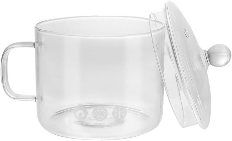 Abaodam High Borosilicate Glass Saucepan 1350ml with Lid Heat Resistant Stew Pot for Stovetop Cooking and Instant Noodles Household Kitchen Cookware - Image 1