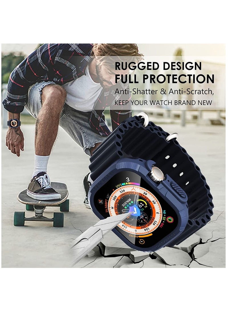 SYOSI [3+3Pack for Apple Watch Ultra Case 49mm Cover, Rugged Bumper Case with Screen Protector Tempered Glass Face Cover, Waterproof Full Protective Shockproof Soft Armor Guard for iWatch Ultra Men - Image 3