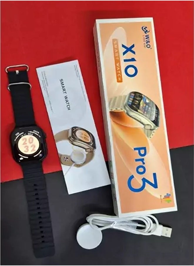 Smart Watch X10 PRO 3 Curved Glass With Silicone Strap and Wireless Charging
