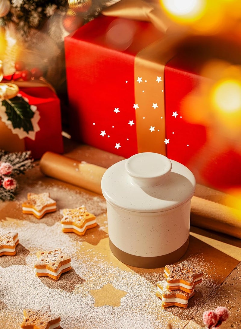 Sweese French Butter Dish - Butter Crock for Counter with Water Line for Fresh Spreadable Butter - French Butter Keeper with Lid - Housewarming Gift For The One Who Has It All - Latte White - Image 3