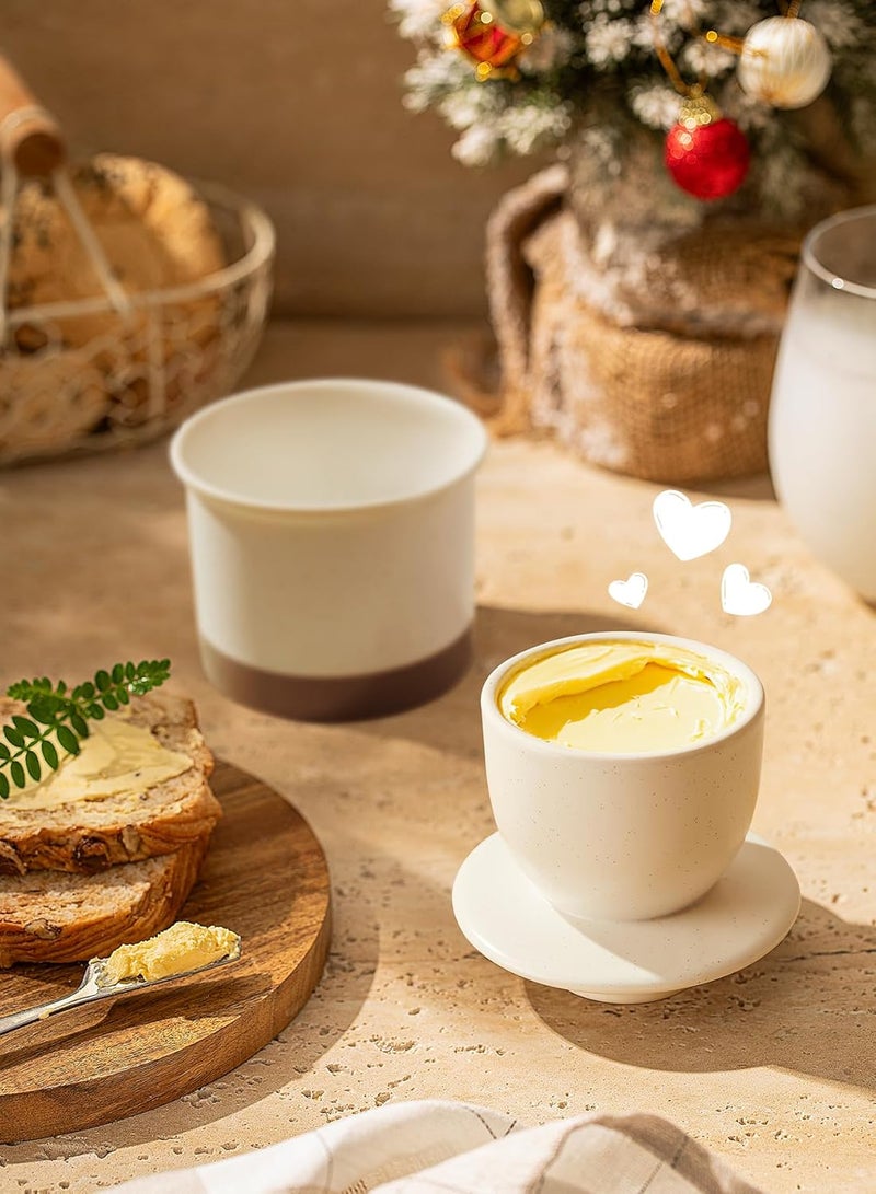 Sweese French Butter Dish - Butter Crock for Counter with Water Line for Fresh Spreadable Butter - French Butter Keeper with Lid - Housewarming Gift For The One Who Has It All - Latte White - Image 5