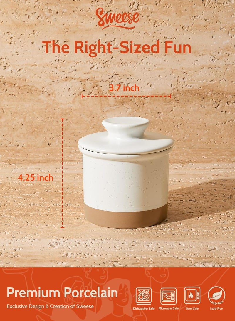 Sweese French Butter Dish - Butter Crock for Counter with Water Line for Fresh Spreadable Butter - French Butter Keeper with Lid - Housewarming Gift For The One Who Has It All - Latte White - Image 2