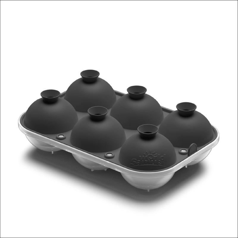 Samuelworld Large Ice Ball Maker with Lid, 6 x 2.5 Inch Ice Balls - Food Grade, Easy To Fill Round Silicone Ice Tray, Perfect Spheres Craft Ice Maker for Whiskey, Cocktails, Gifting - Grey - Image 2