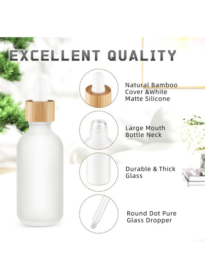 DMuuuDM 12 Pack 2 oz Frosted Glass Dropper Bottle,Empty Round Glass Boston Travel Bottles With Eye Droppers,Natural Bamboo Dropper Cap for Essential Oils, Colognes & Perfume,Aromatherapy,Liquids - Image 5