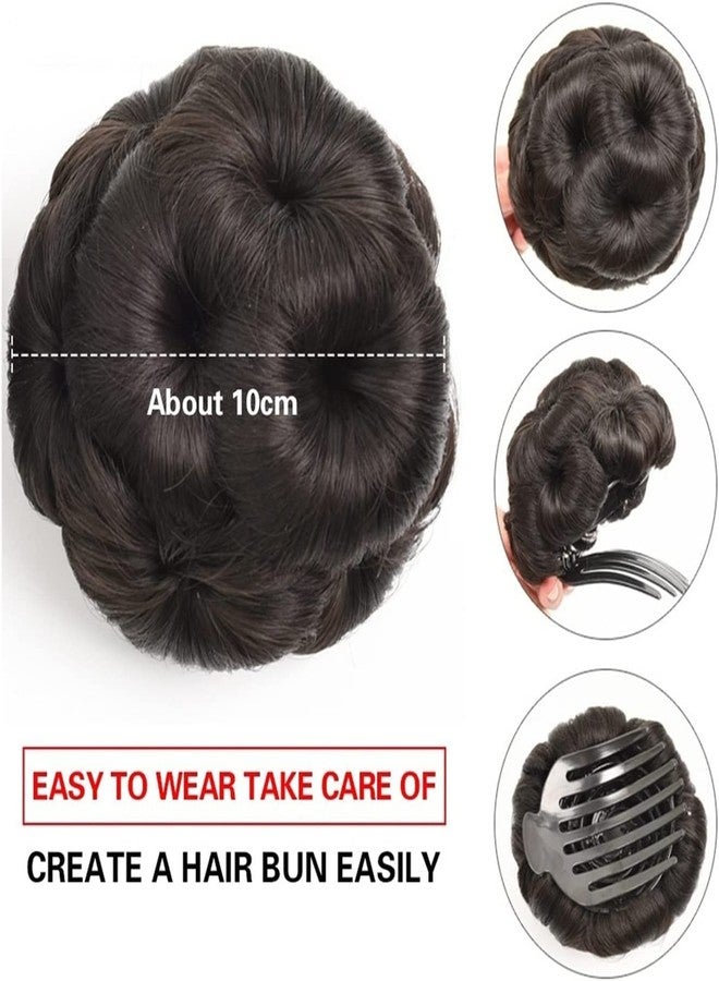 بلوشيا بلشيا (مجموعة من قطعة واحدة) مشابك شعر نسائية على شكل كعكة جودا مع وصلات شعر صناعية طبيعية - بني - Image 3