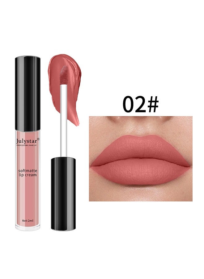 Julystar Soft Matte Lip,Liquid Matte Nude Lipstick-Lip Stain Makeup For Women 24 Hours Lipstick Long Lasting Portable Multi Use Lipstick（#02）  - Image 2