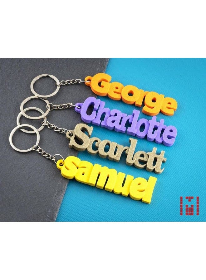 Paru3DArt Customized Name Letters 10 mm Thick BioPVC Rough and Tuff for Daily Use School Bag Tag, Name Tag for Car Bike, Couple Gift, Pet Tag with Nickle plated Keychain (1 Pc) - Image 2